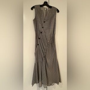 Lewit Asymmetrical Gray Plaid Dress
